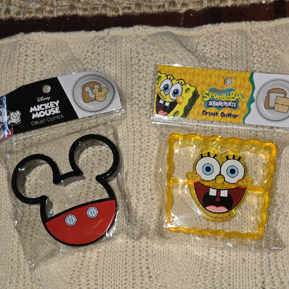 Two Sandwhich Crust Cutters Mickey And SpongeBob SquarePants